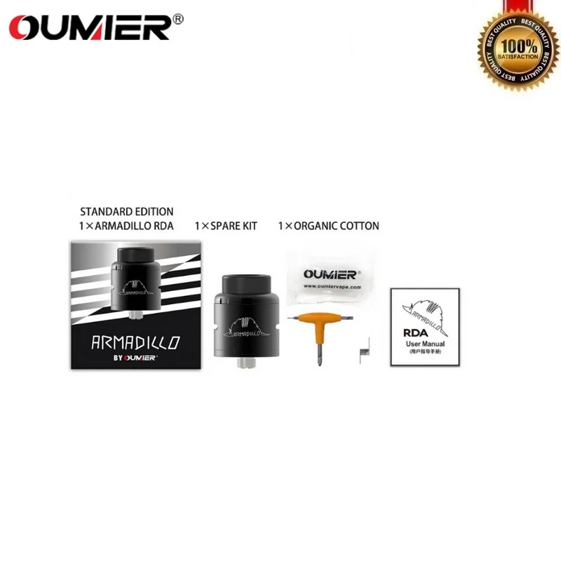 Оригинальный испаритель Oumier Armadillo RDA Vape Tank 24 мм с двойной катушкой Vaporizer 510 нитей VS