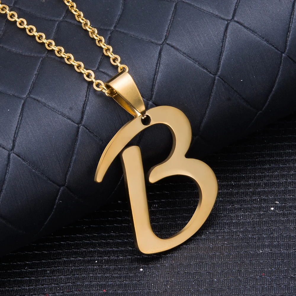 Ожерелья WANDO с буквами B из нержавеющей стали для женщин и мужчин, простой стиль, подвеска на цепочке 50 см, цепочка для влюбленных пар, ювелирное изделие с именем GiftP15