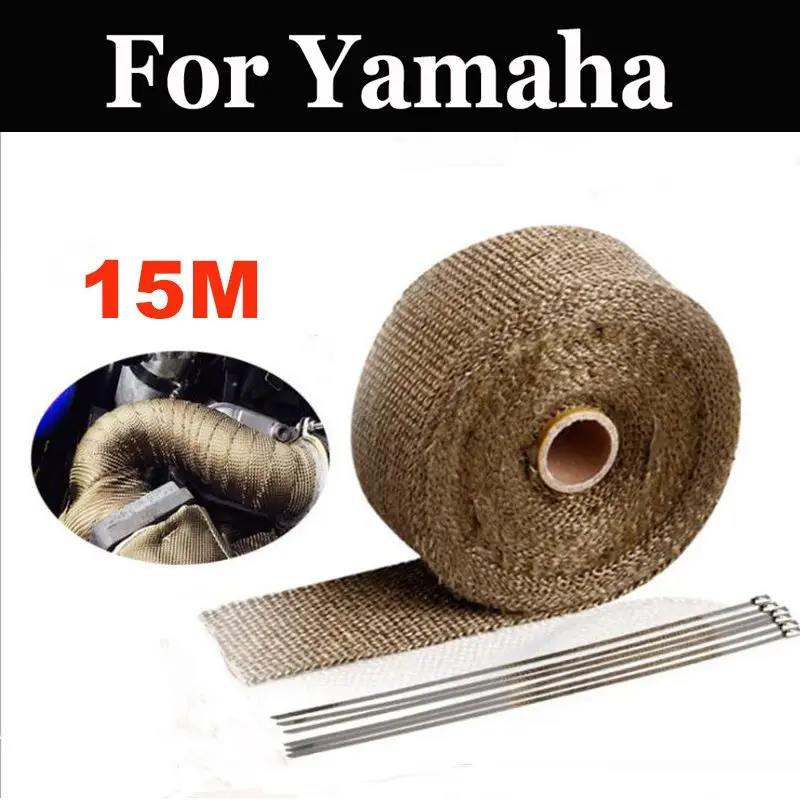 

15m Exhaust Pipe Wrap Bandage Header Heat Wrap Resistant Downpipe For Yamaha Tzr 125r 250 250r Rs Sp Tw 125 200 Tx650 Tz 750