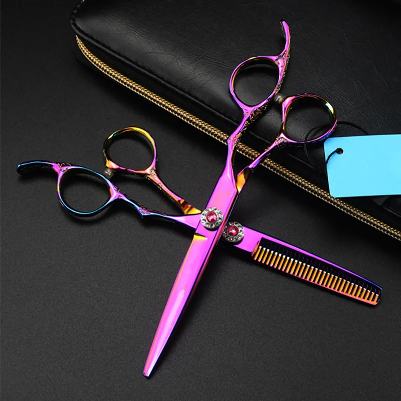 Профессиональные японские 440c 6 дюймов фиолетовые ножницы для волос сливы набор для стрижки парикмахерских makas стрижка филировочные