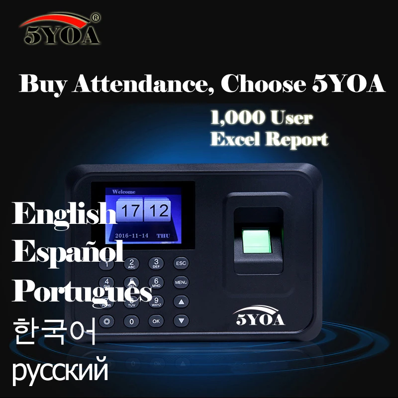 

A01 biometric fingerprint punch usb time clock office attendance system recorder timing employee machine reader Spanish Spain En