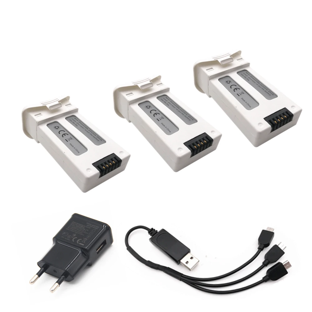 

3Pcs 3.7V 1000mAh Li-ion Battery for SJRC S20W T25 RC Drone Quadcopter 903048 3.7Wh with 3-in-1 USB Charger For SJRC S20W