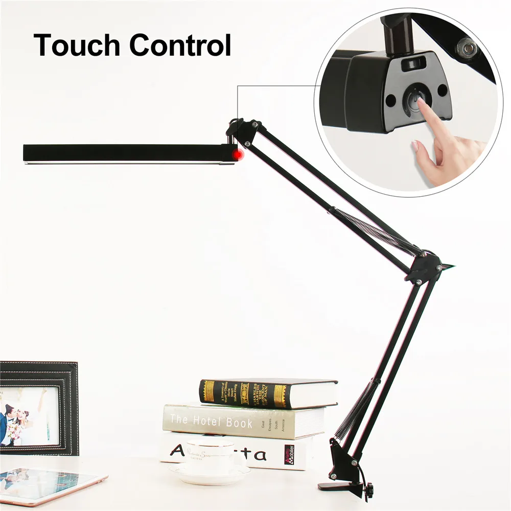 Upgraded Version A16S LED Desk Lamp 3 Colors Temperature Brightness Adjustable 10W Metal Swing Arm Dimmable Flexible Table Light