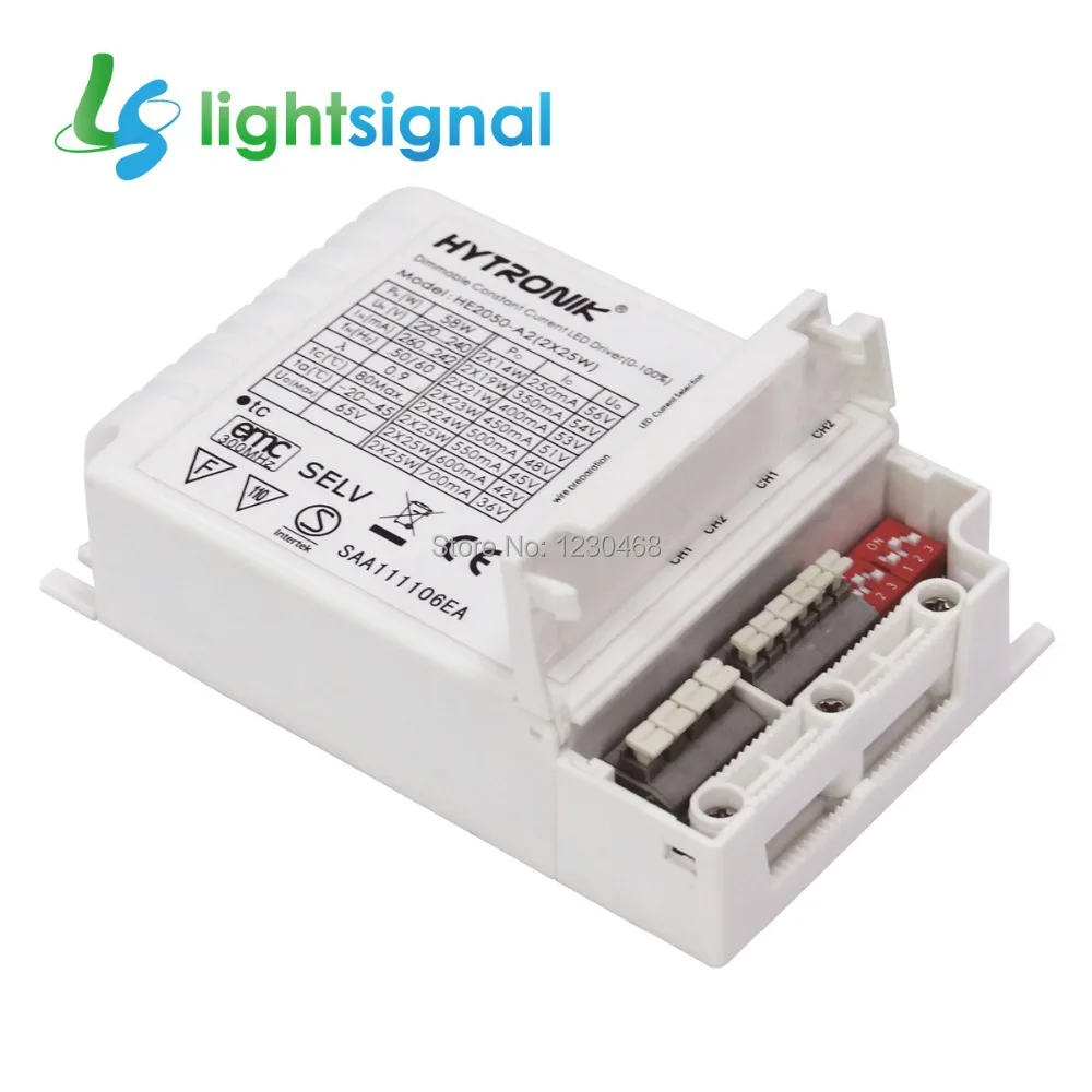 

50W (2*25W) dual output dimmable LED driver LED power supply selectable current 250~700mA,switch push dimming & 1~10v dimming