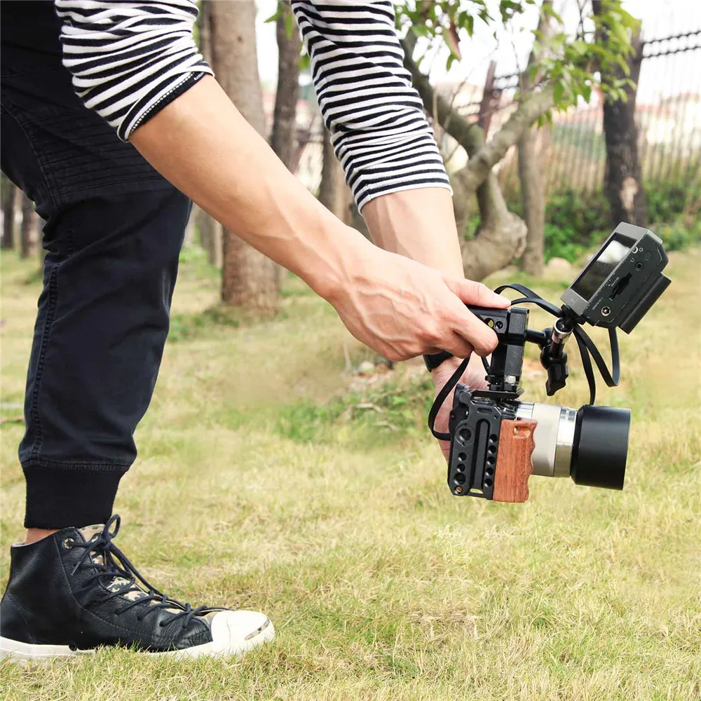 Клетка SmallRig A6500 с деревянной ручкой для камеры Sony Alpha A6500/2097 быстросъемный