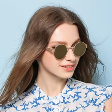 Newest Fashion Women Round Sunglasses Personality metal frame Sunglass Brand Design Men sun glasses mirror European style