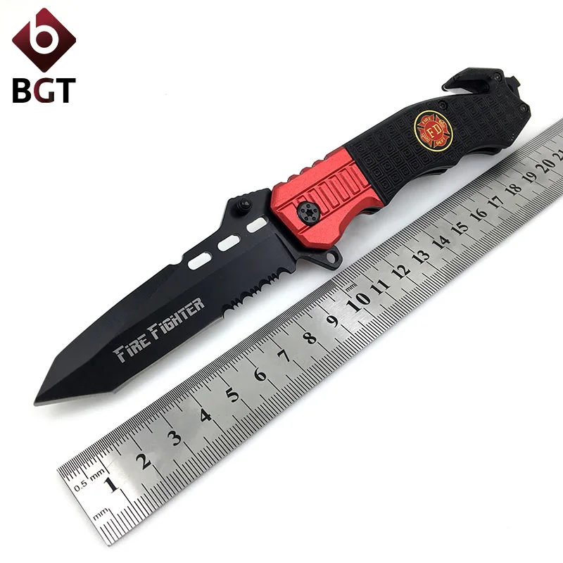 

BGT Black Steel Tactical Folding Knife Titanium Hunting Survival EDC Pocket Knives Utility Camping Outdoor Combat Multi Tools