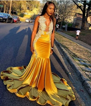 black and yellow formal dress