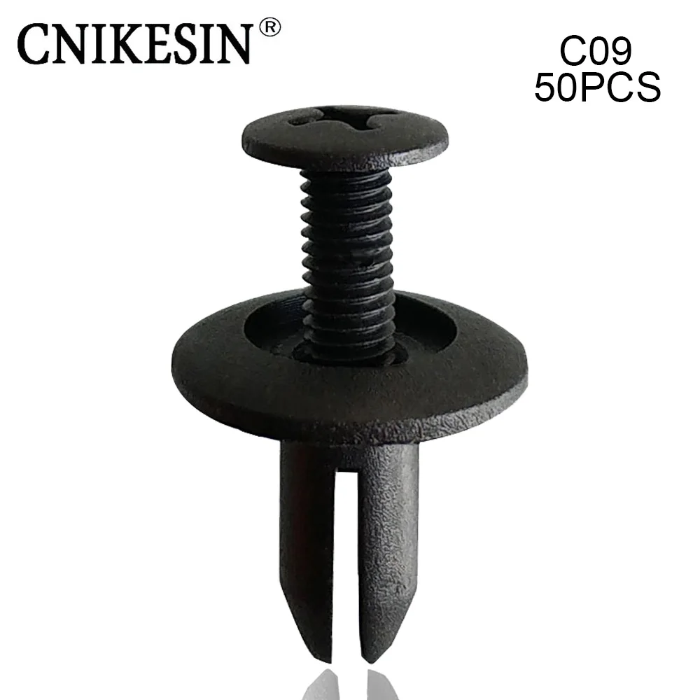 

CNIKESIN 50PCS C09 6mm Hole Nylon Auto Fastener Car Push Type Retainer Screw Rivet Clips for Chery BYD KIa HYUNDAI
