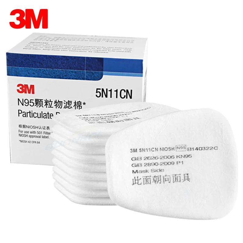

10pcs 3M 5N11 Filter Cotton Gas Masks 6200 and 7502 Series Accessory N95 Particulate Matter Paint Room Industry Cotton Fitting