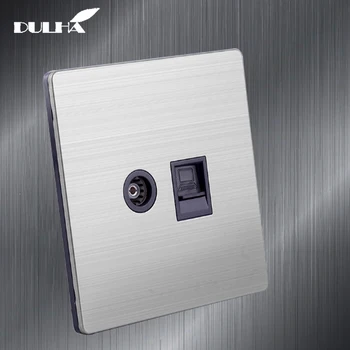 

Computer And Television Wall Socket Electric RJ45 Data Internet Network Jack + TV Aerial Socket Wall Mount Coaxial Outlet Plug