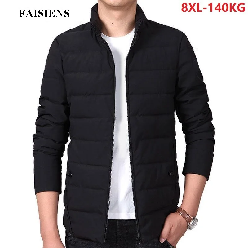 Черный FAISIENS зима 5XL 6XL толстые куртки мужские 7XL 8XL осень большие размеры большие куртки парки корейский стиль мужские теплые свободные пальто - Цвет: Черный