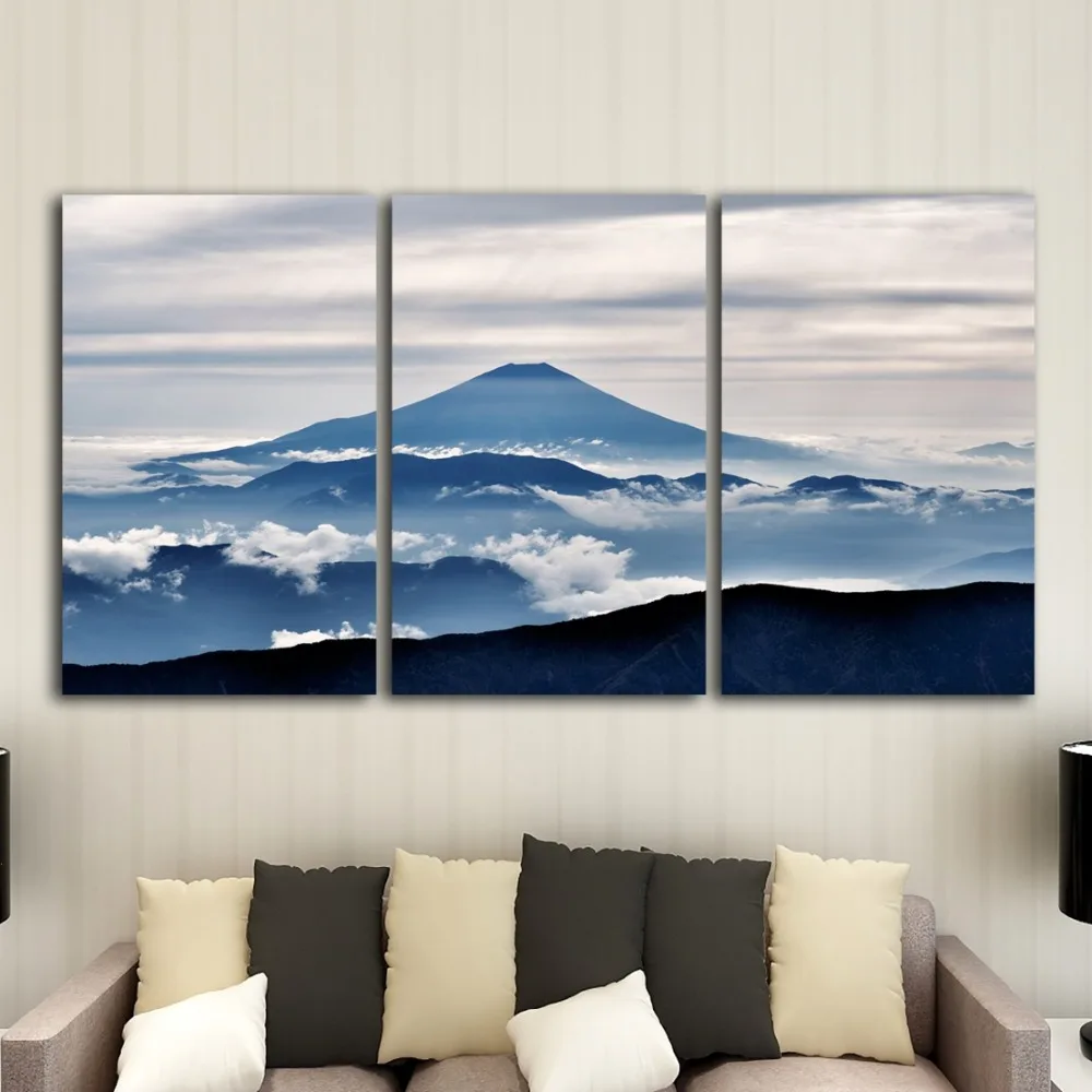

Canvas home decoration painting modular HD printing 3 Mt Fuji living room fresco digital painting posters