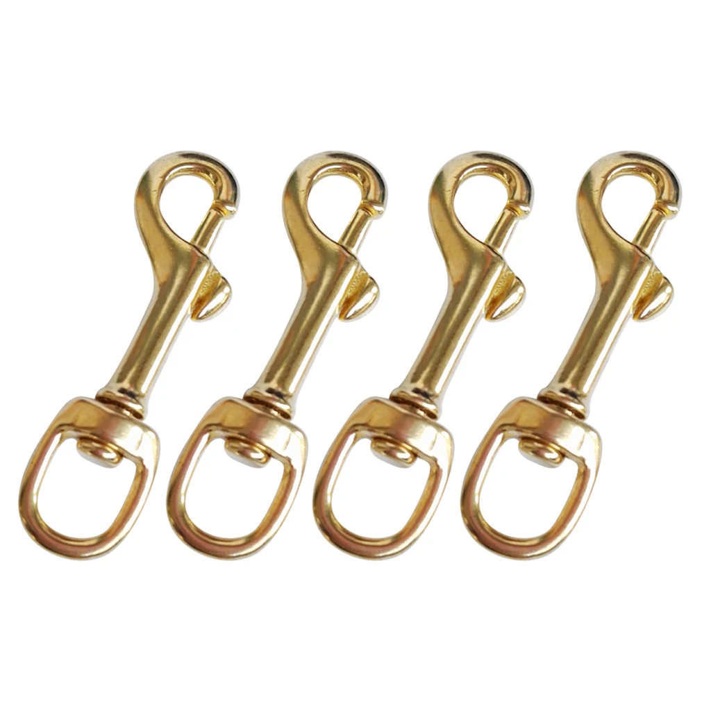 4-Piece Swivel Snap-On Carabiner With Brass Single End For Scuba Diving Water Sports Pool Kayak Boat Paddle Leash Accessories