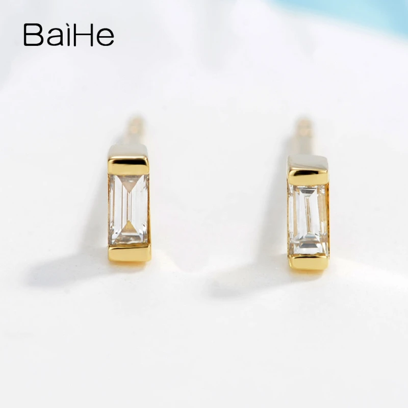 BAIHE, 14 к, розовое золото, 0.12ct H/SI, натуральные бриллианты, обручение, модные ювелирные изделия, для мужчин и женщин, подарок, серьги-гвоздики