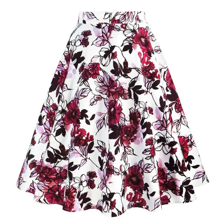 Черная летняя винтажная юбка с цветочным принтом для женщин s Modis повседневная короткая юбка трапециевидной формы с 15 стилями для женщин Новинка - Цвет: 018