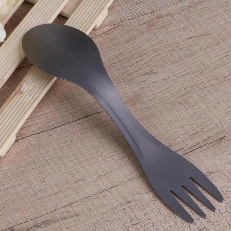 100% чистый Титан Spork Ложка Вилка комбо столовые приборы посуда для пикника гаджет