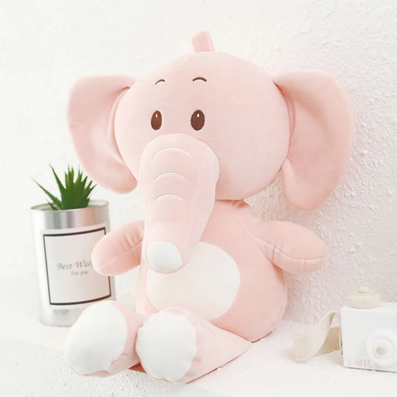 Рождественский подарок милый успокаивающий слон креативный мультфильм плюшевая игрушка слон плюшевая кукла, цвет розовый, светло-серый