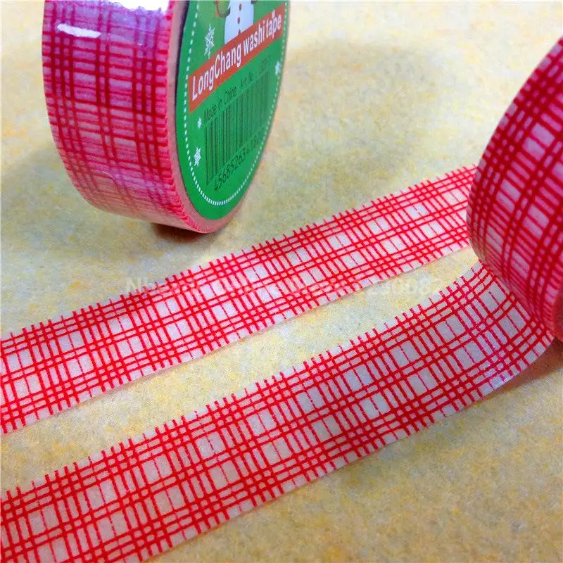 Christmas Theme font b Tartan b font Pattern DIY Scrapbook Decorative Adhesive Tape Red 15mm 10m