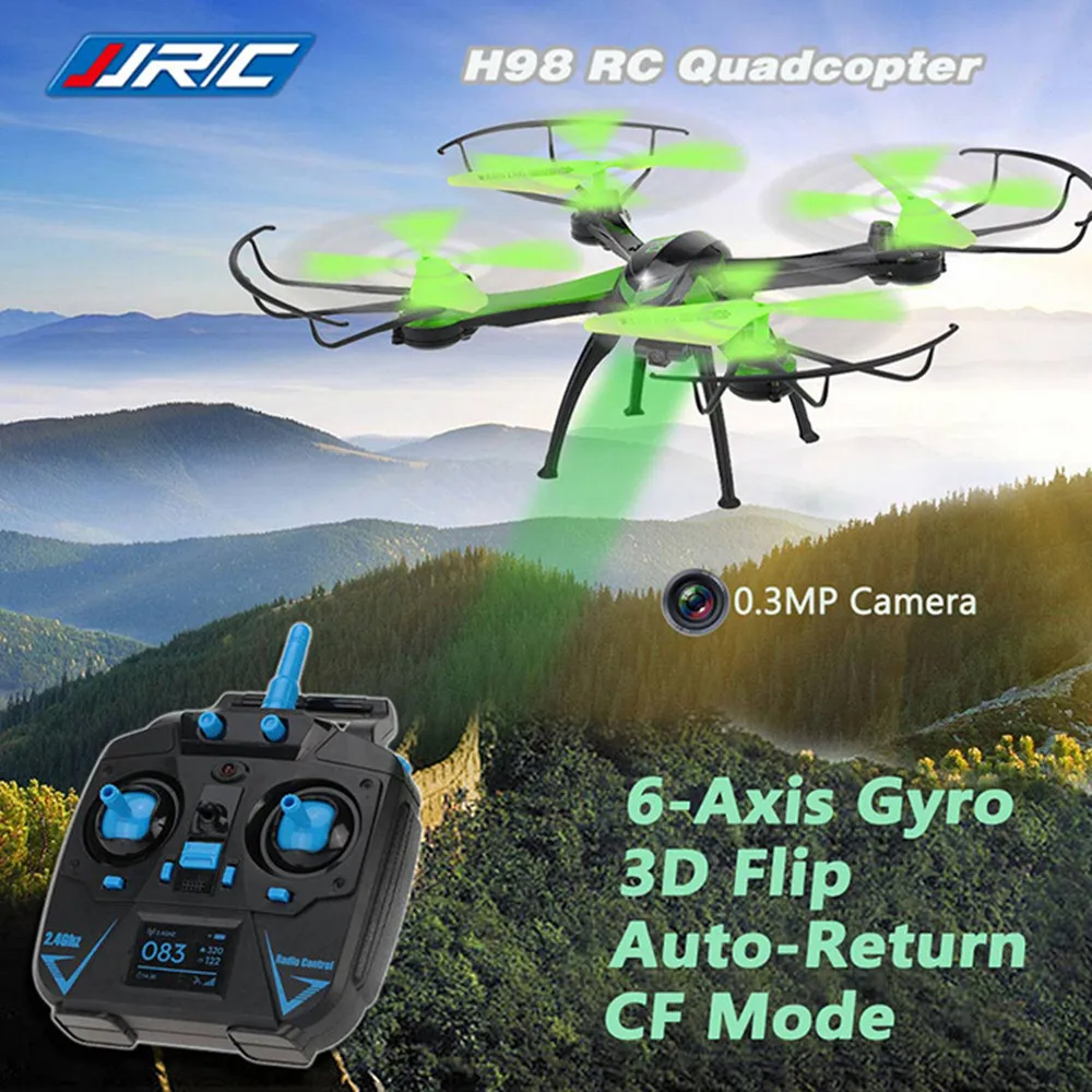 

JJRC H98 RC Drone 2.4GHz 4CH With 0.3MP Camera Headless Mode RC Quadcopter Automatic Return Colorful LED Light RC Helicopters