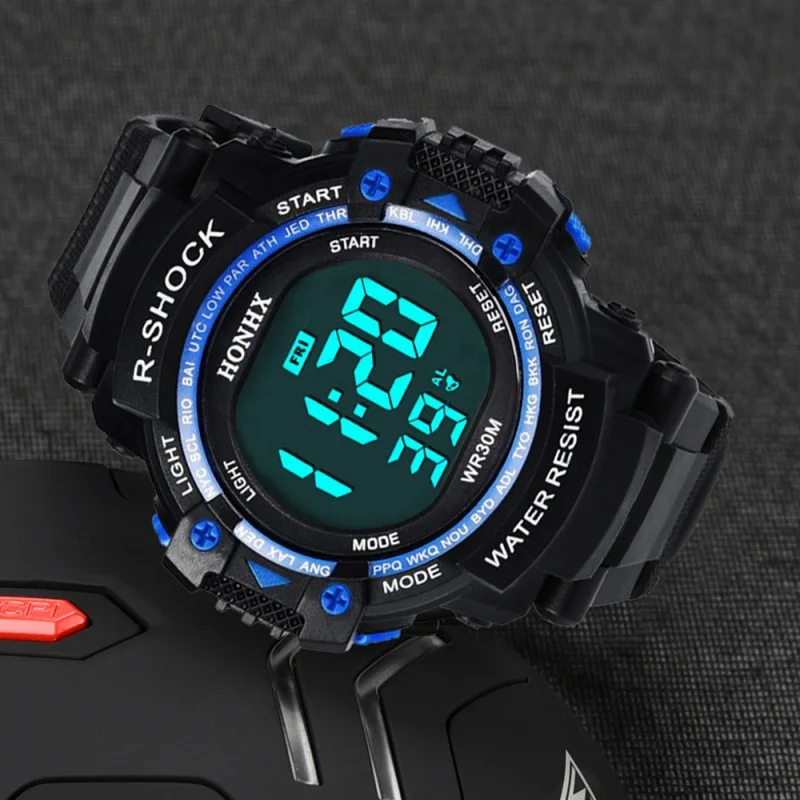 Взрослые студенческие мужские электронные часы большой экран светодиодный спортивные часы новое поступление