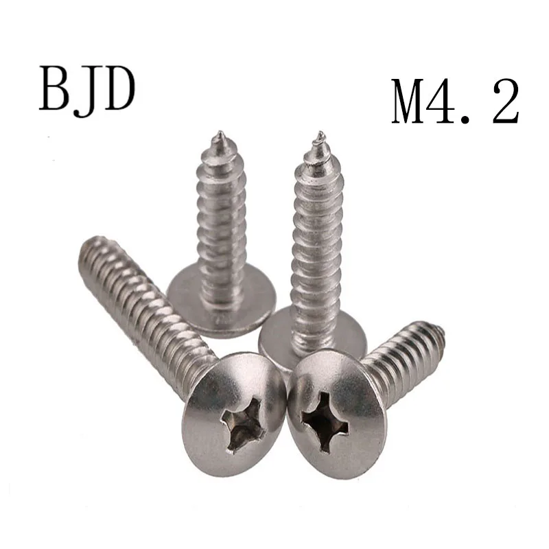 50 шт. M4.2* 9,5/50 шурупы 4,2 мм JISB1122T из нержавеющей стали с грибовидной головкой, крестообразные Шурупы Для Обоев