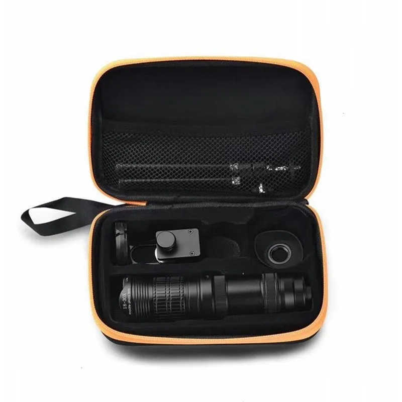 Регулируемый телефото зум-объектив камеры комплект 18-30X HD Профессиональный мобильный телефон телескоп линзы для iPhone смартфон Lentes - Цвет: Черный