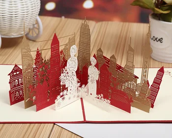 

Shanghai City silhouette creative factory direct stereo business card card selling tourist attractions hollowed out