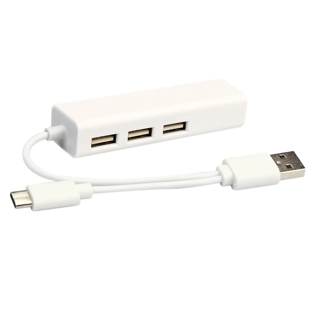 

USB 3.1 Type C +USB 2.0 Multiple 3 Ports Hub with Ethernet Network LAN Adapter For PC Laptop Tablet Macbook Support Windows
