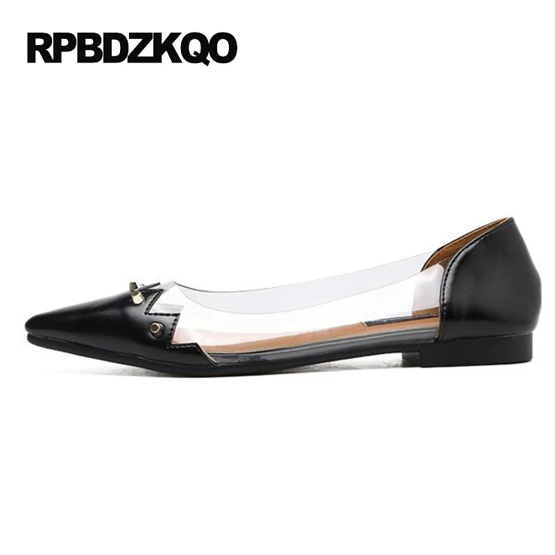 Kleid Nude schwarzes China Einzigartige Schwarz Weibliche Slip Chinesische Neueste Spitz Party Schuhe Frauen Drop Wohnungen Auf Stud Niet Nude Transparent dHpqFdUx