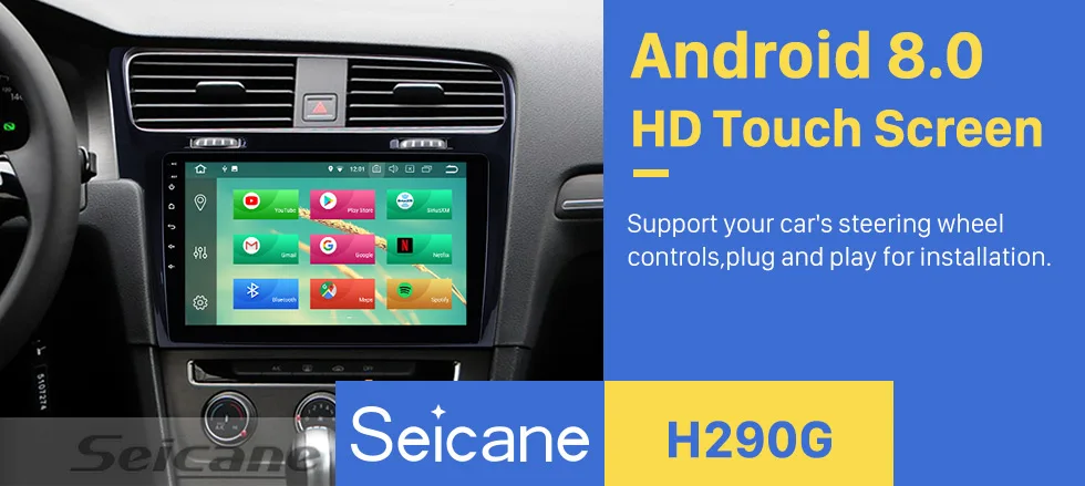 Best Seicane 10.1" Android 8.0/8.1 1Din Car DVD Radio GPS Navigation Wifi Multimedia Player For 2013 2014 2015 VW Volkswagen GOLF 7 0