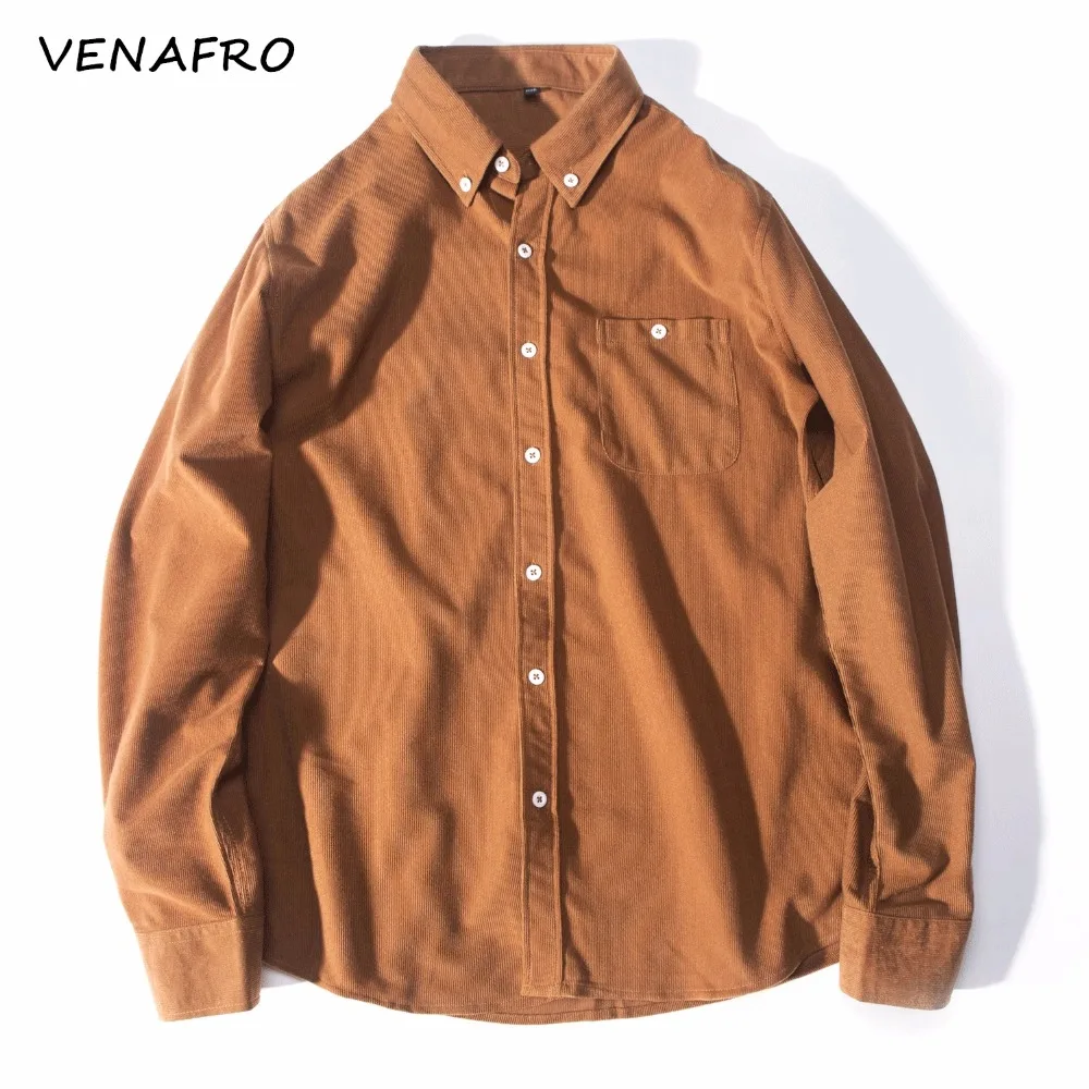 

Men's Shirt Casual Solid Corduroy South Korea Style New 2019