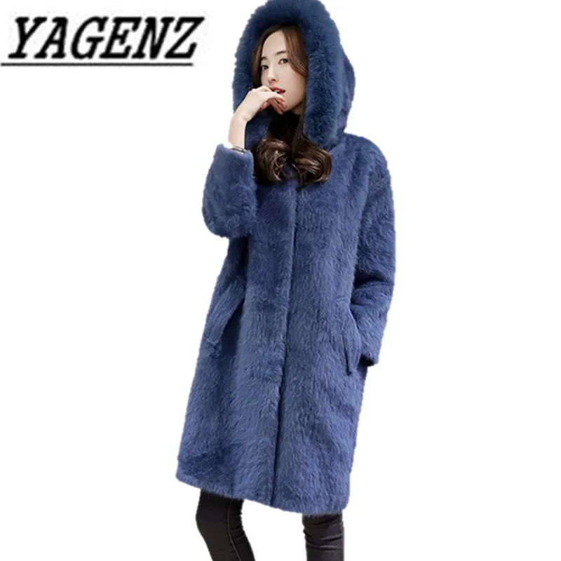 

New Fashion 2018 New Winter Fox fur Hooded Jacket Coats Loose Warm Outerwear High-grade Female Fur Solid coats Women's clothing