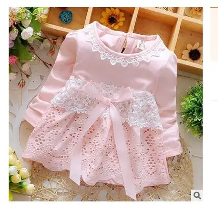 

2016 children's dress The latest fashion baby dress Bud silk long sleeve dresses of the girls Baby Party Baptism