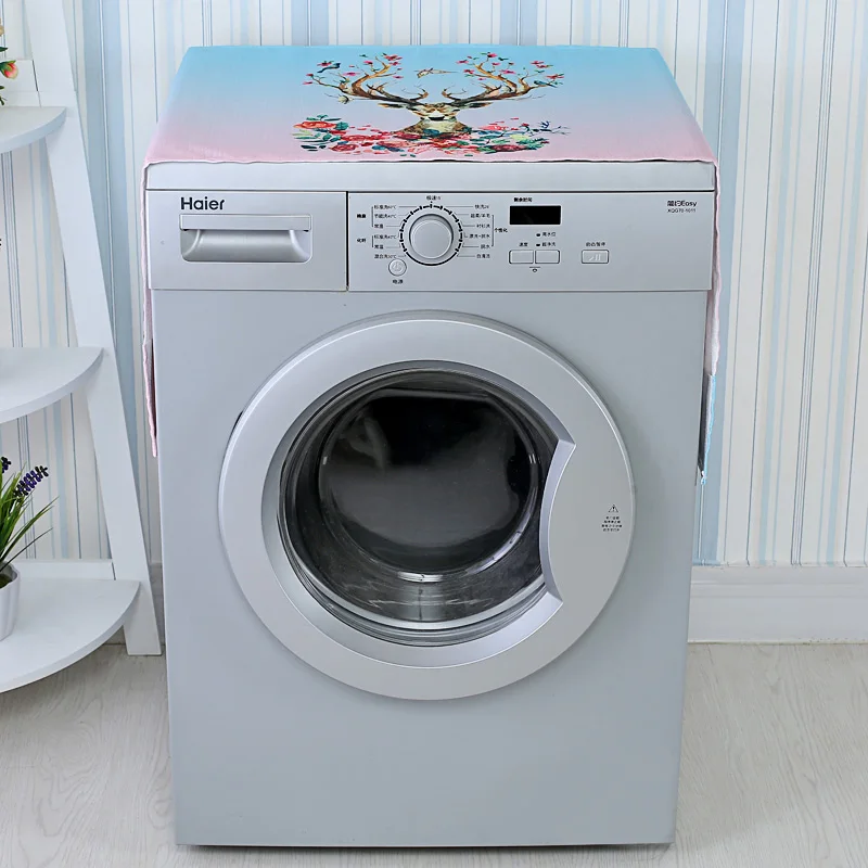 Cartoon Rainbow Horse Washing Machine Cover Refrigerator Cover Microwave Cotton Linen Waterproof Cover