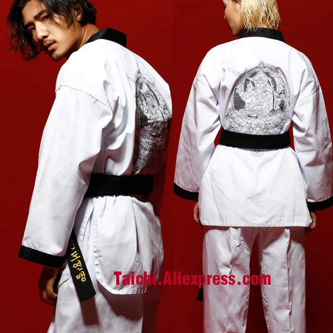 

Martial Arts TKD Tae Kwon Do Korea V-neck Adult Taekwondo Master Uniform for Poomsae & Training,WTF Uniform,160-190cm