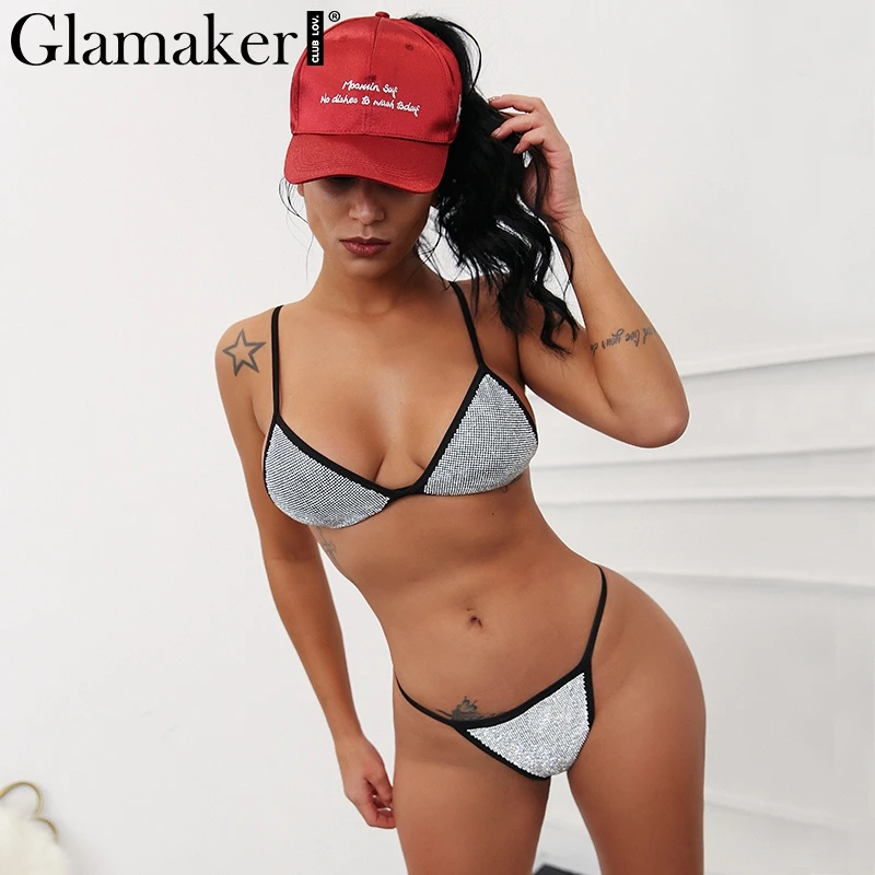 Glamaker роскошь бурения сексуальное боди Женский костюм из двух предметов Летний