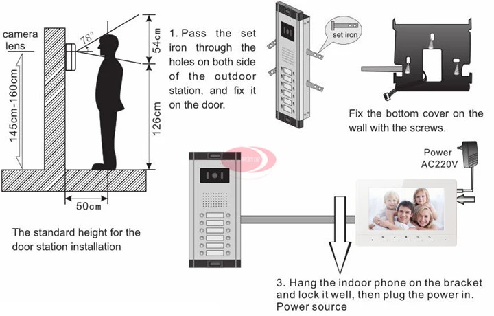 Видео домофон с Rfid Электрический замок в голову, на шнурке, Лот из 12 шт. Цвет 7 inch крытый мониторами домофона с Камера 12 кнопок на складе