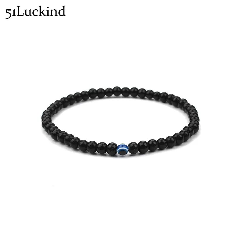 

4 mm Natural Stone Evil Eye Beads Bracelet Minimalist Small Beaded Braclet For Men Hand Armband Jewelry Pulseras Hombre
