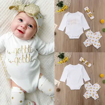 

Toddler Newborn Infant Kids Baby Boy Baby Girl Clothes Outfits Clothes Casual Long Sleeve Cotton Girls Romper Bodysuit 3pcs Set