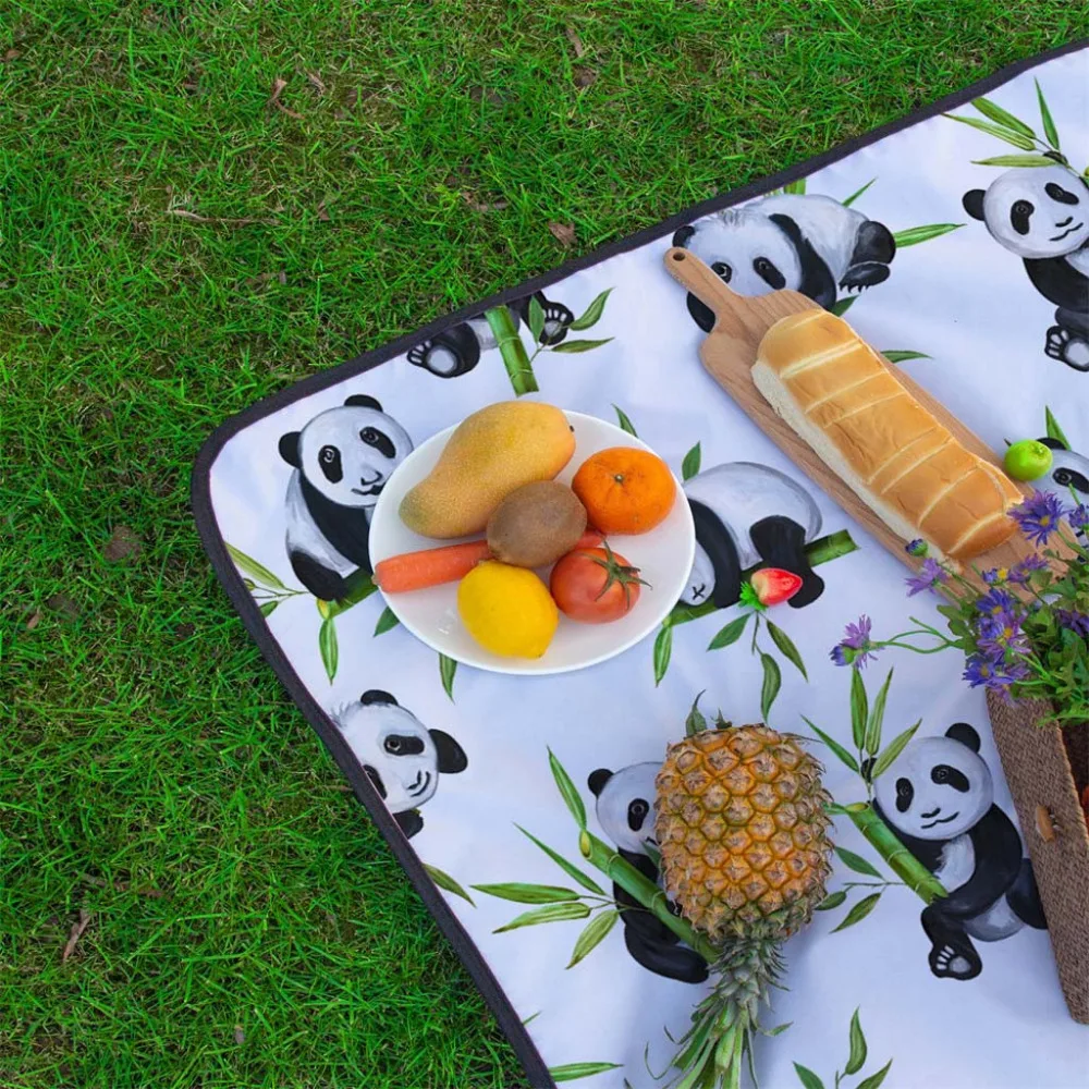 2019 panda print waterproof outdoor beach mat folding travel camping mat comfortable outdoor camping mat sleeping mat tent 40J3 (7)