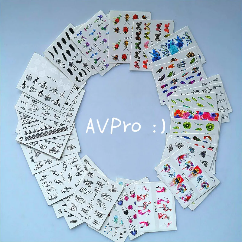 

40Pcs elegant 3D DIY Nail Art Stickers Feather Hollow Decals Mixed Designs Adhesive Flower Nail Tips Decoration Salon Accessory