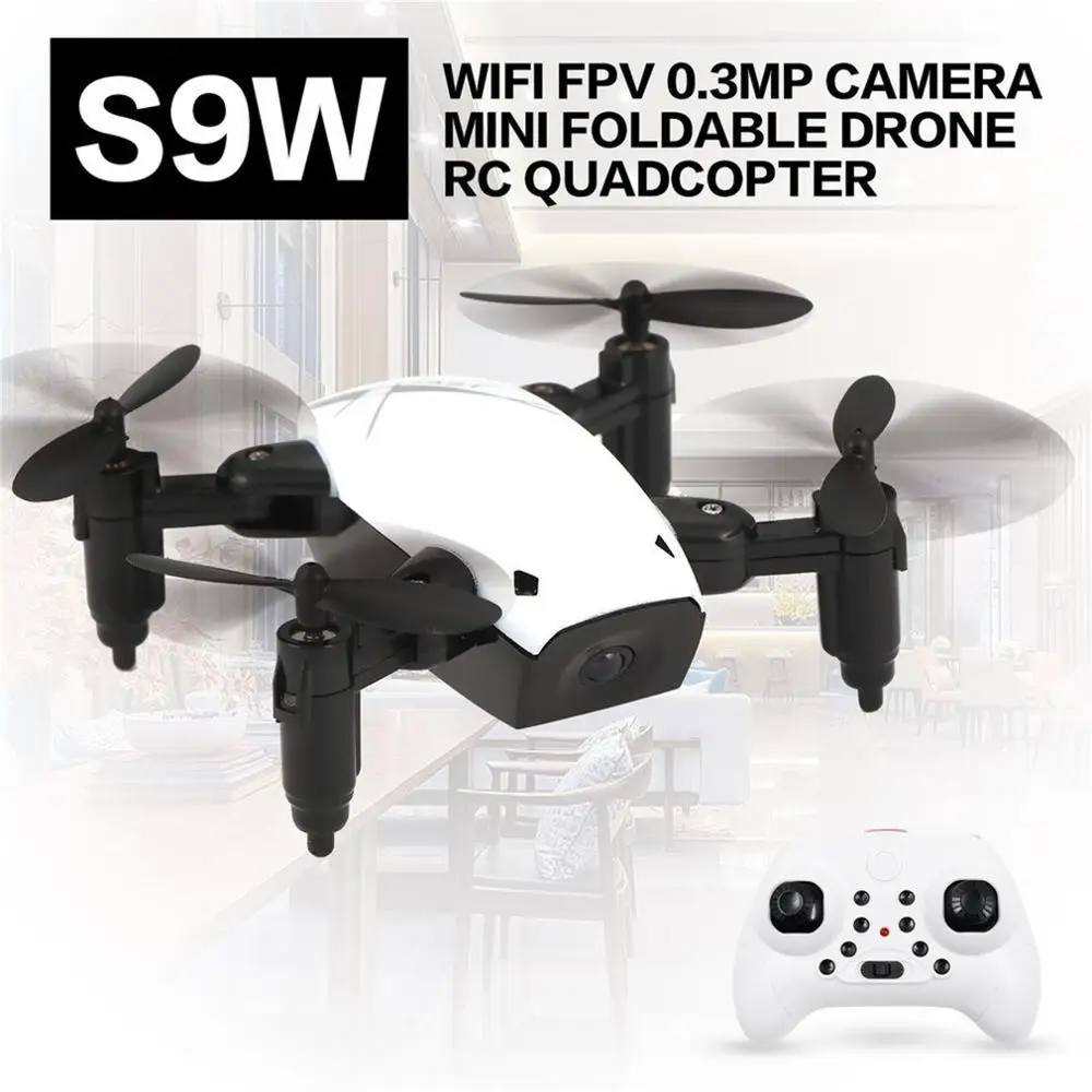 S9/S9W(камера) drone2.4 g мини складной Дрон 360 градусов флип один ключ возврат Безголовый режим H/L переключатель скорости RC Квадрокоптер с светильник - Цвет: White S9W(Camera)