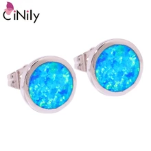 CiNily создан Синий огненный опал посеребренный оптом и в розницу горячая Распродажа Модные женские ювелирные серьги-гвоздики 10 мм OH2682