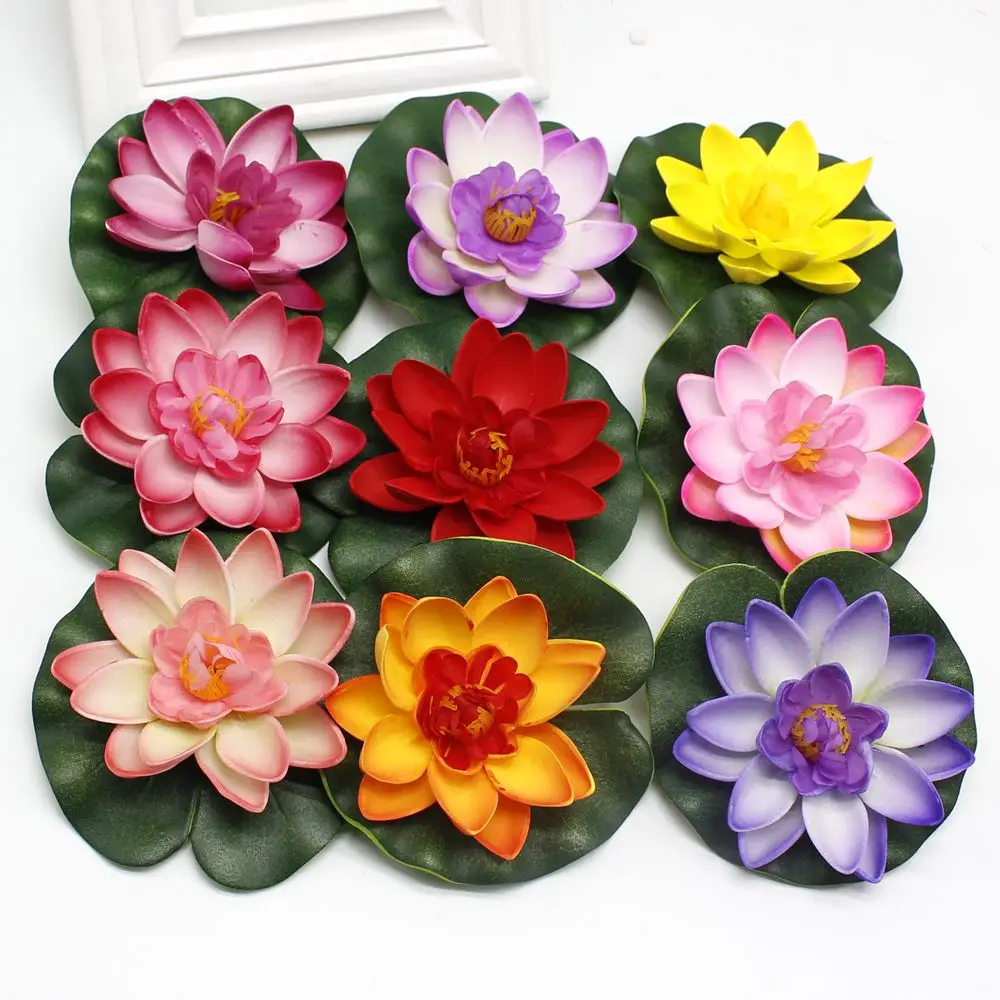 10PCS 10CM Real Touch Artificial Lotus Flower Foam Lotus Flowers Water