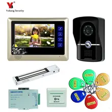 Yobang Security freeship 7″ Color Record Screen Video Intercom Door bell Phone Kit + RFID Access Doorbell Camera+Electric lock
