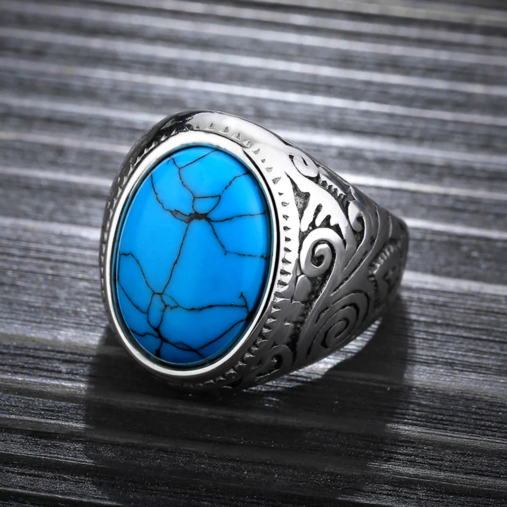 Jiayiqi винтажное мужское кольцо с синим камнем полированная нержавеющая сталь мужские ювелирные изделия цвет серебра талисман кольцо для мужчин Высокое качество