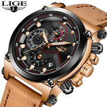 LIGE Luxury Brand Military Watches Men Quartz Chronograph 6 Hands Leather Clock Man Sports Army Wrist Watch Relogios Masculino LIGE Luxury Brand Military Watches Men Quartz Chronograph 6 Hands Leather Clock Man Sports Army Wrist Watch Relogios Masculino