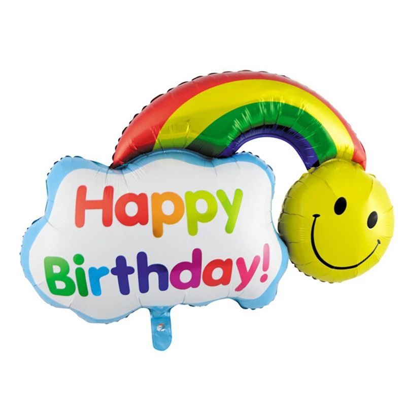 

100cm aluminum balloons birthday party arranged wholesale sided large rainbow smile balloon