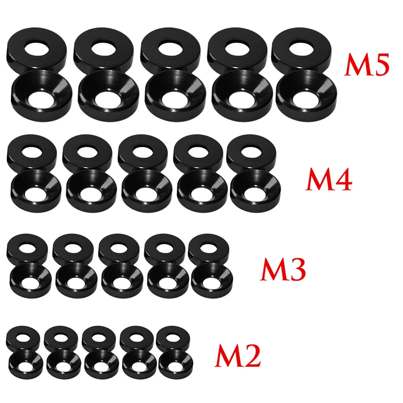 

Better 10pcs/pac Aluminum Alloy M2 M3 M4 Anodized Countersunk Head Bolt Washers Gasket Black Color